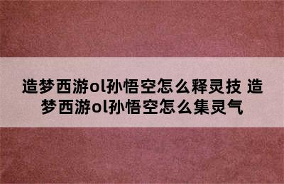 造梦西游ol孙悟空怎么释灵技 造梦西游ol孙悟空怎么集灵气